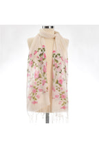 Japon Çiçeği Desenli Pamuk Fular | %100 Pamuk