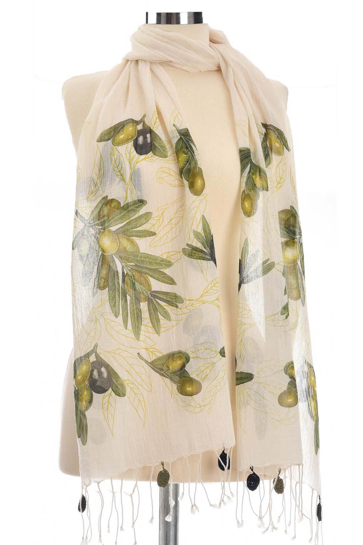 Zeytin Desenli Pamuk Fular 50x200 cm | %100 Pamuk Doğal Şık Kadın Fuları