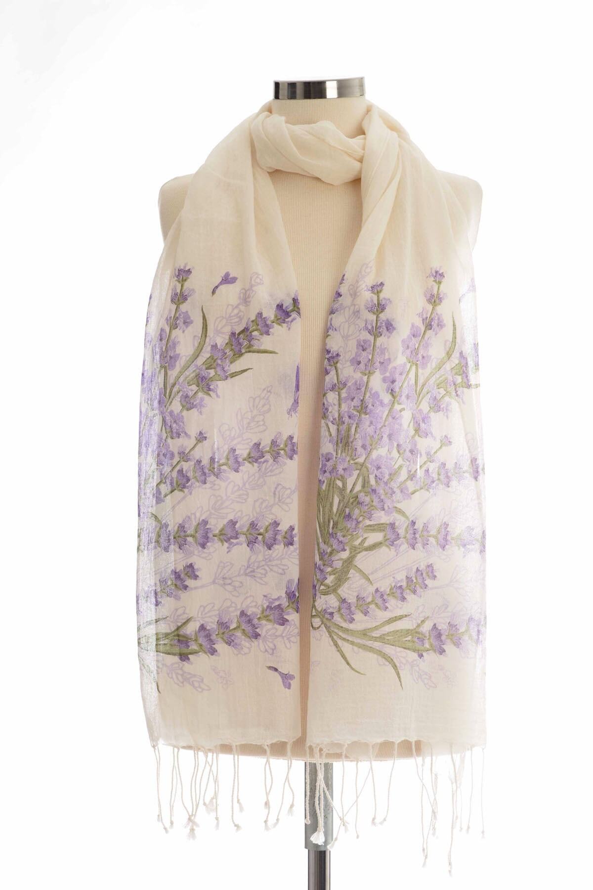 lavanta desenli pamuk fular