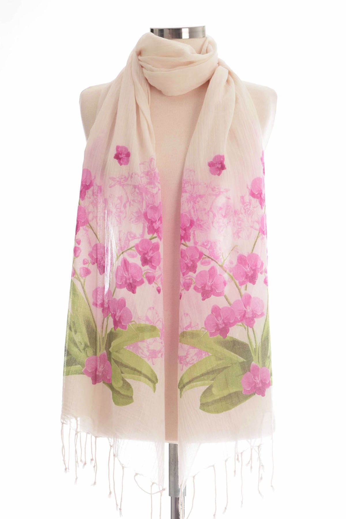 Orkide Desenli Pamuk Fular 50x200 cm | %100 Pamuk Zarif Kadın Fuları