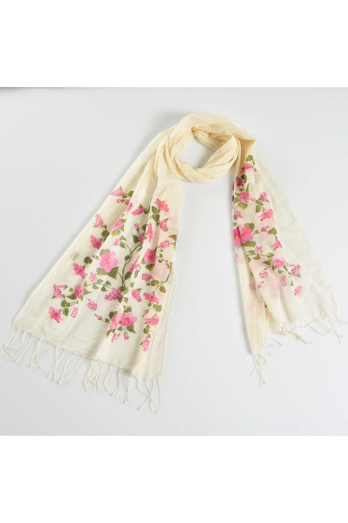 Japon Çiçeği Desenli Pamuk Fular | %100 Pamuk