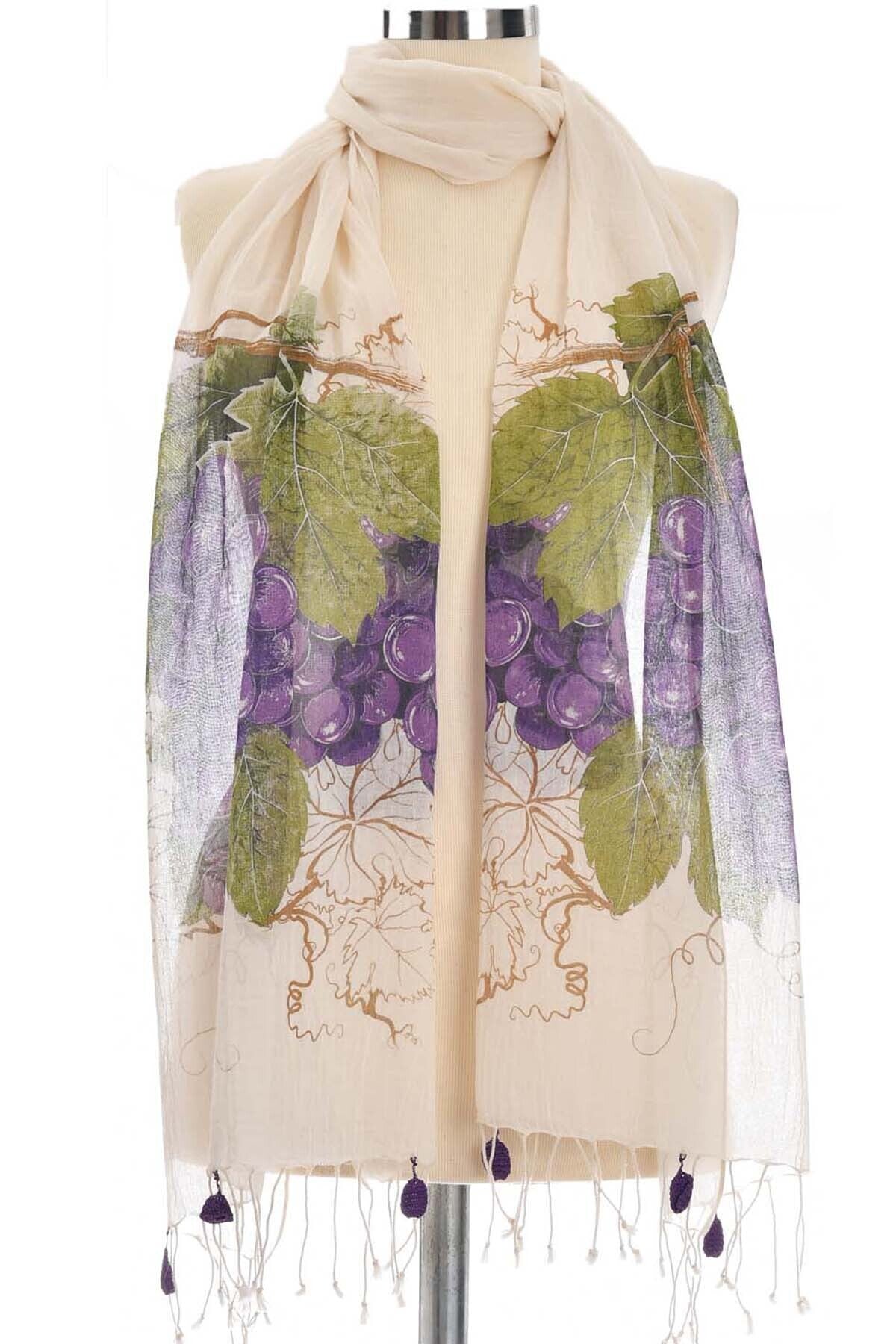 üzüm desenli pamuk fular