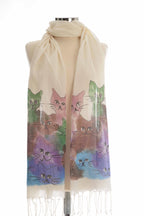 kedi desenli kadın fular