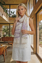 lavanta desenli pamuk fular