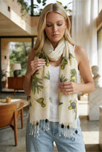 Zeytin Desenli Pamuk Fular 50x200 cm | %100 Pamuk Doğal Şık Kadın Fuları