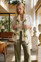 Zeytin Desenli Pamuk Fular 50x200 cm | %100 Pamuk Doğal Şık Kadın Fuları