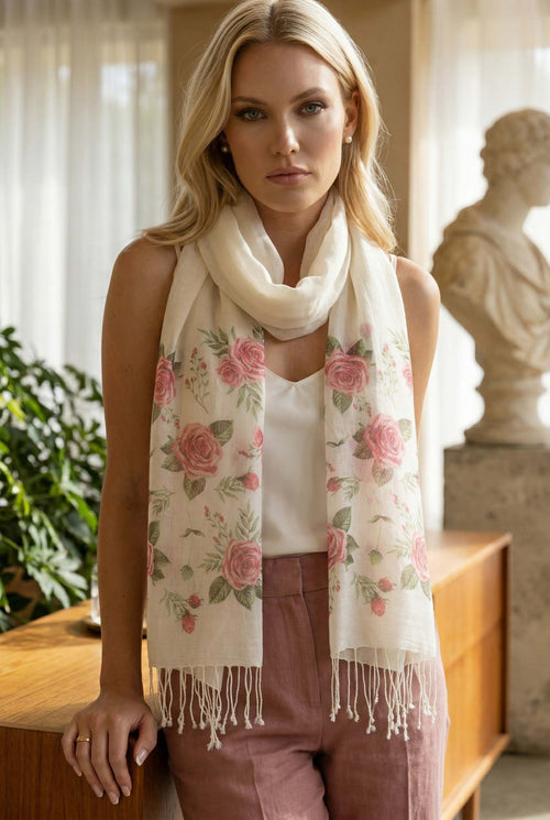 gül desenli kadın fular