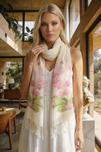 Orkide Desenli Pamuk Fular 50x200 cm | %100 Pamuk Zarif Kadın Fuları