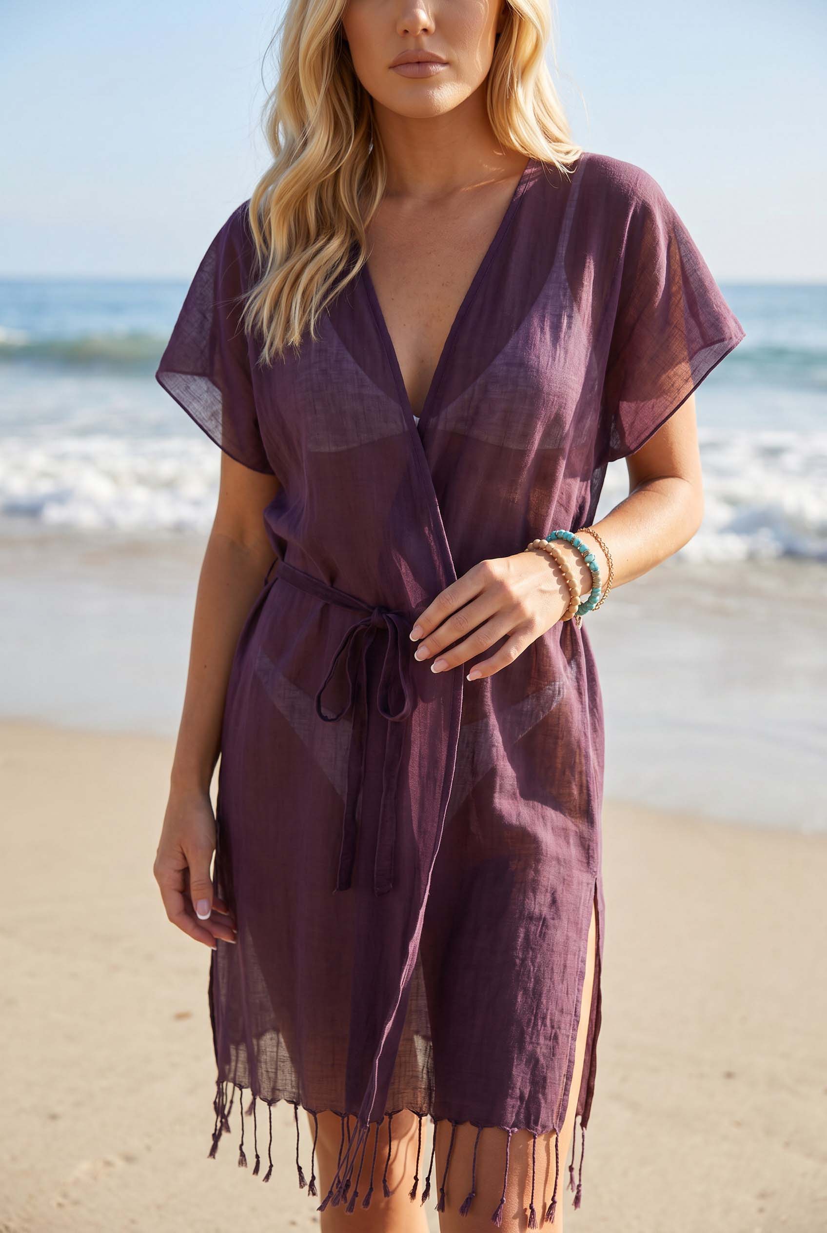 mürdüm pamuk kimono pareo