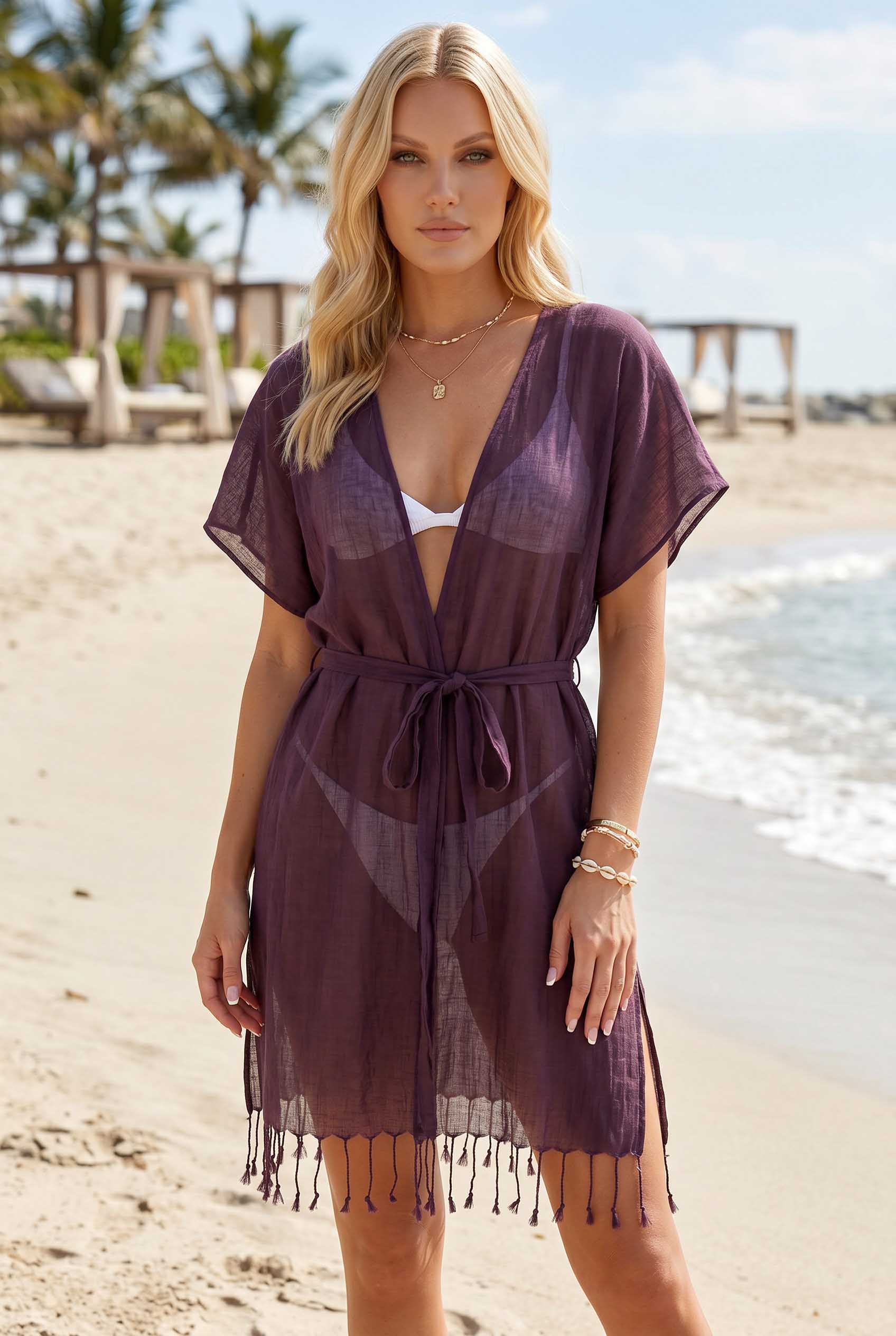 mürdüm pamuk kimono pareo