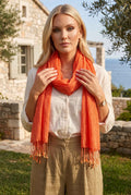 Kadın Orange Denim Pamuk Fular | 45x195 cm