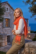 Kadın Orange Denim Pamuk Fular | 45x195 cm
