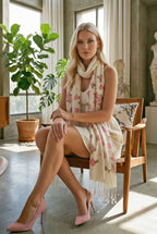 Elma Çiçeği Desenli Pamuk Fular 50x200 cm | %100 Pamuk Kadın Fular