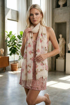 Elma Çiçeği Desenli Pamuk Fular 50x200 cm | %100 Pamuk Kadın Fular