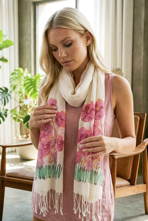 gelincik desenli pamuk fular