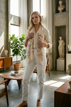 Japon Çiçeği Desenli Pamuk Fular | %100 Pamuk