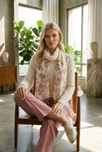 Japon Çiçeği Desenli Pamuk Fular | %100 Pamuk