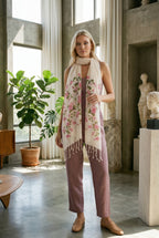 Japon Çiçeği Desenli Pamuk Fular | %100 Pamuk