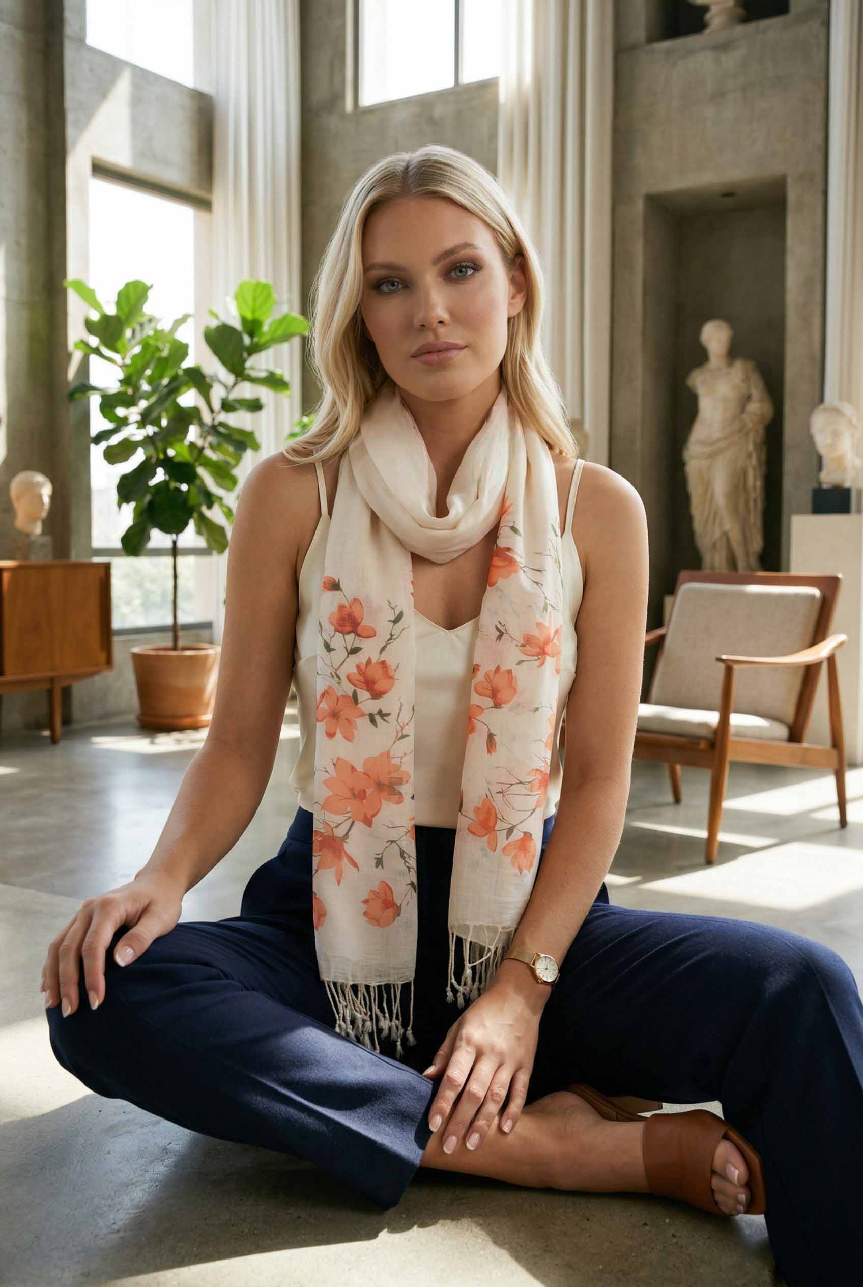 çiçekli pamuk fular