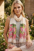 lale desenli pamuk fular