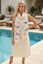 balık desenli pamuk fular