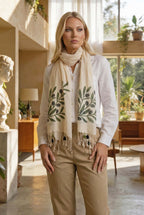 Zeytin Desenli Pamuk Fular 50x200 cm | %100 Pamuk Kadın Fuları