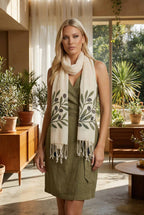 Zeytin Desenli Pamuk Fular 50x200 cm | %100 Pamuk Kadın Fuları