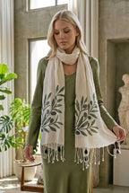 Zeytin Desenli Pamuk Fular 50x200 cm | %100 Pamuk Kadın Fuları