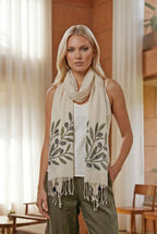 Zeytin Desenli Pamuk Fular 50x200 cm | %100 Pamuk Kadın Fuları