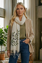 Zeytin Desenli Pamuk Fular 50x200 cm | %100 Pamuk Kadın Fuları